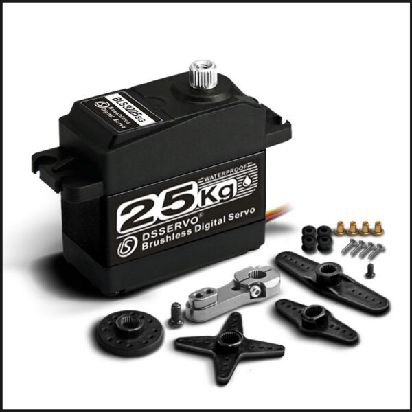 DSSERVO BLS3225 black 25kg-class brushless digital servo with horn and mounting accessories