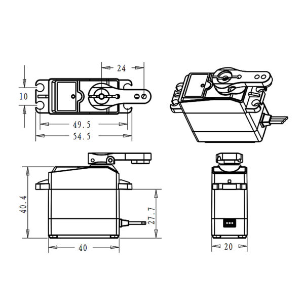 DSSERVO BLS3235 brushless servo mechanical views and mounting geometry