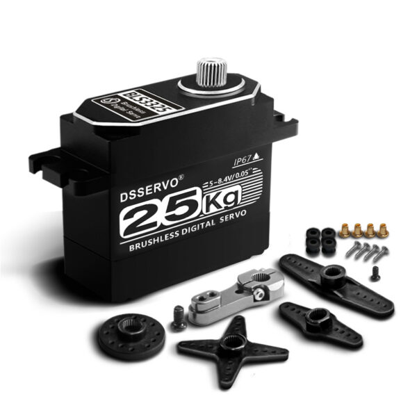 DSSERVO BLS3325 all-metal 25kg-class brushless digital servo with horn and mounting accessories