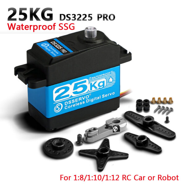 DSSERVO DS3225 PRO 25kg-class waterproof servo for 1:8, 1:10, and 1:12 RC cars or robots