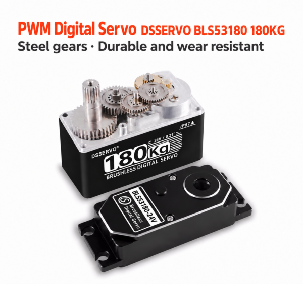 English BLS53180 24V brushless servo with exposed steel gears
